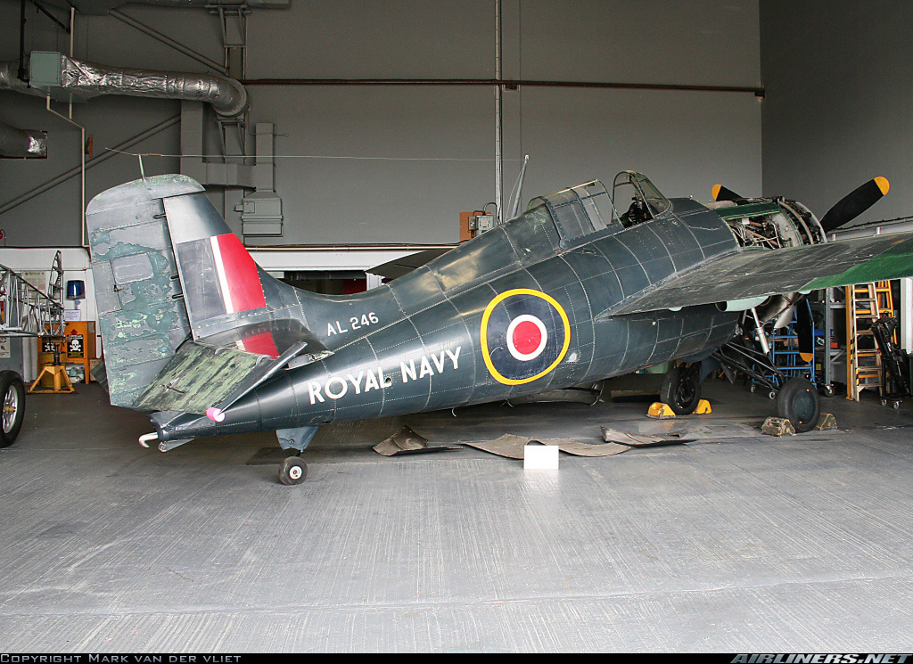 Grumman Martlet Mk I  con número de Serie 657 AL246 conservado en el Fleet Air Arm Museum en Bristol, Inglaterra