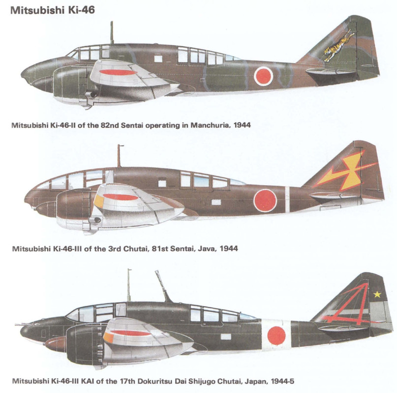 Perfiles del Mitsubishi Ki-46 Dinah