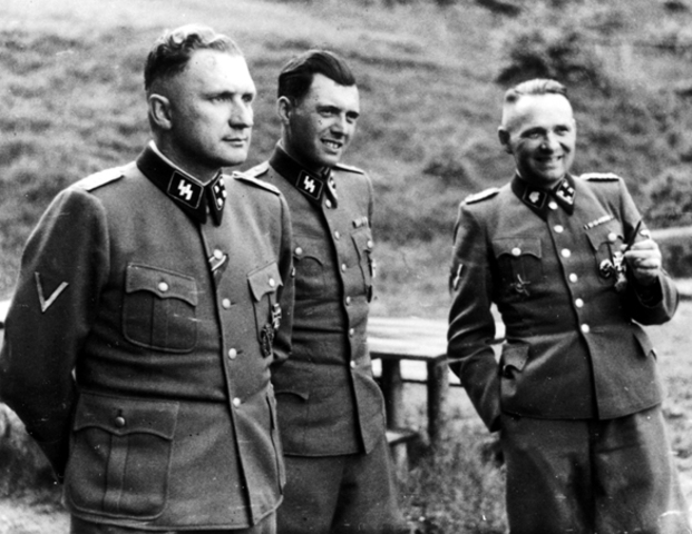 Josef Mengele con Baer y Hoess