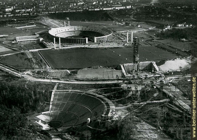 Área en construcción del Estadio Olímpico, 1934