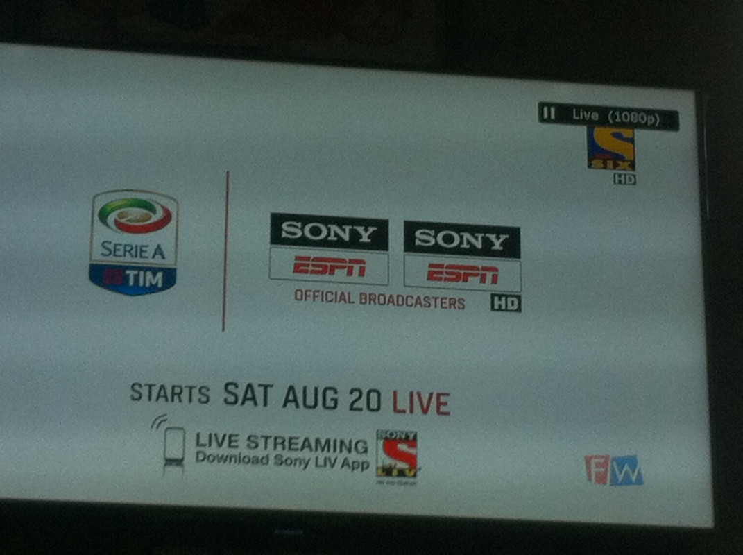 Serie A on sony espn and Sony espn hd OnlyTech Forums