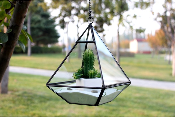 Hanging Geometric Terrarium Diamond Shape w/ Chain H-8