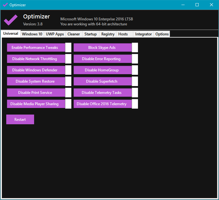 Optimizer (DotNET Windows Customizer) - The Portable Freeware.