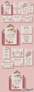 Floral Wedding Invitation Suite - Creativemarket 328708