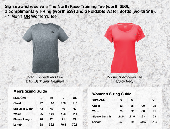 north face shirt size chart