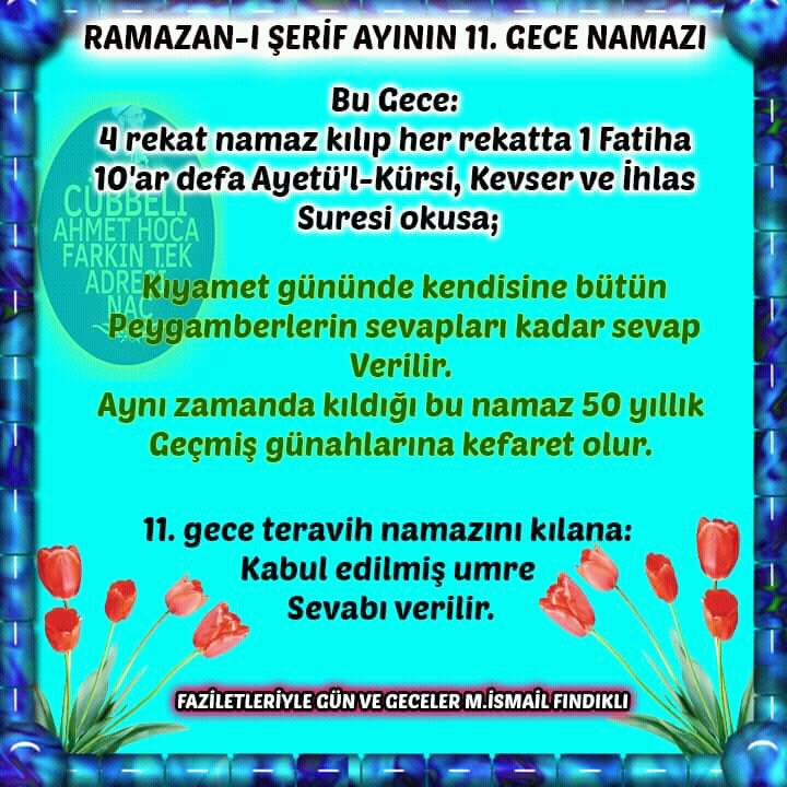 Var mısınız ramazan boyunca her gece bir namaz her gün de bir