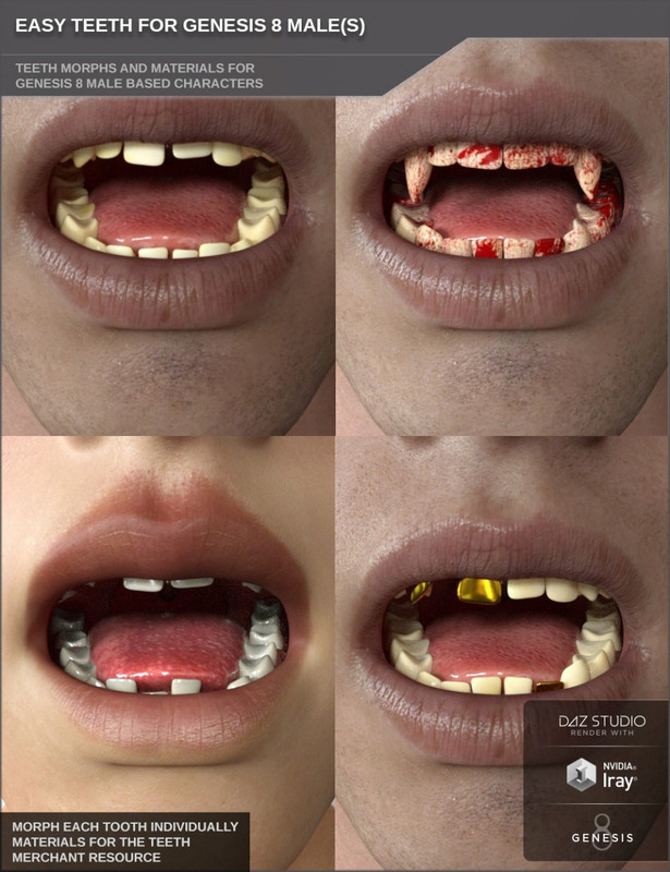 Easy Teeth for Genesis 8 Male(s) and Merchant Resource